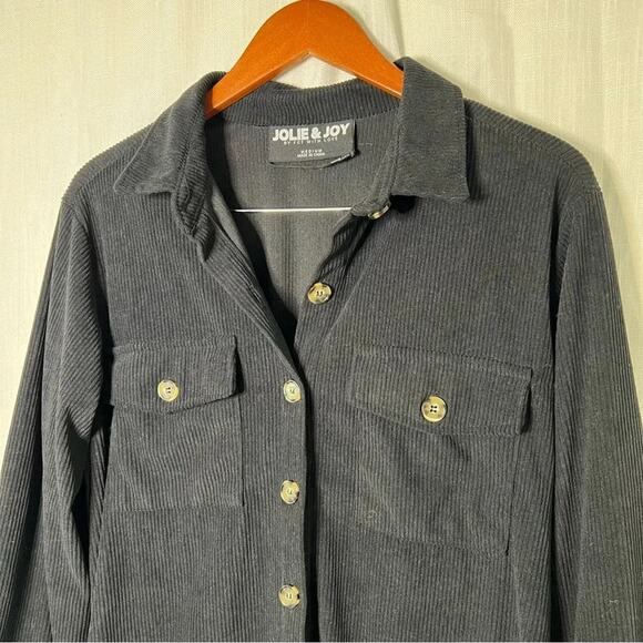 Jolie & Joy Navy Button Down Corduroy Shirt Dress Size M - Picture 2 of 4